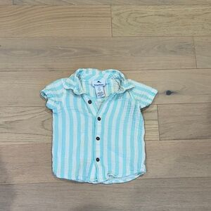 Tommy Bahama Light Blue and White Striped Button Down Shirt